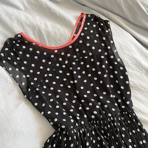 Maxi black and white polka dotted dress, size 8
